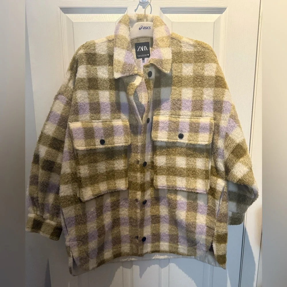 Zara Shirt Jacket Womens S-M Oversized Relaxed Shacket Over Shirt Outdoor Coat
